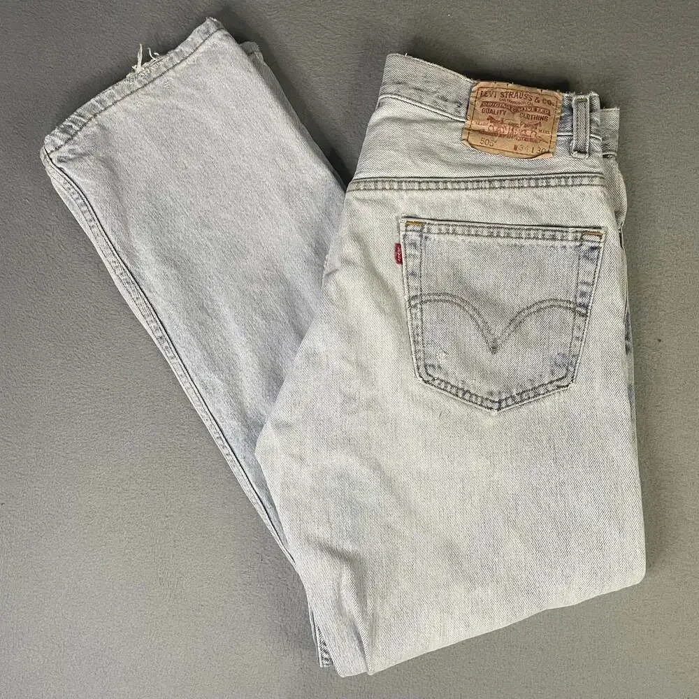 90s Levi's 505 Regular Fit Straight Leg Light Wash Denim Jeans Size mens W34 L30